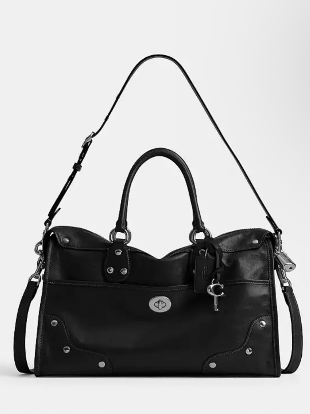 🌸Coach Rhyder Satchel Bag 38 Black Glazed Leather🌸